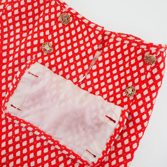 CHANEL skirt P32954V23394 Rayon, Bamboo, Cotton Red 2008 cruise collection COCO Mark button with mini back charm Women 34 Used Authentic