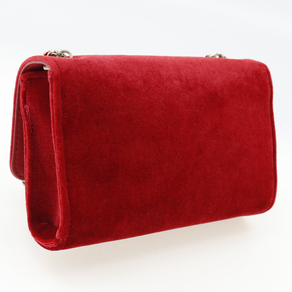Valentino Shoulder Bag velvet Red Tassel ChainShoulder Divina Women Used Authentic