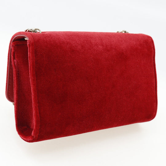 Valentino Shoulder Bag velvet Red Tassel ChainShoulder Divina Women Used Authentic