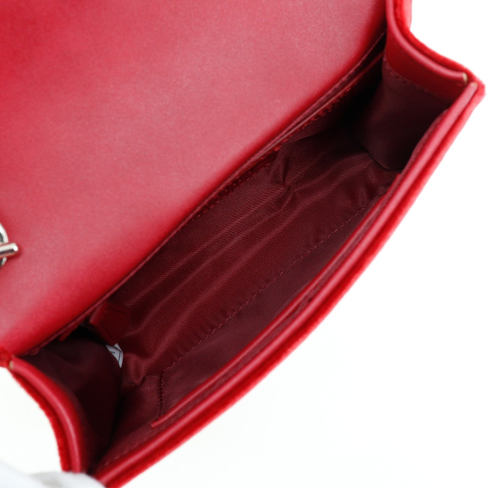 Valentino Shoulder Bag velvet Red Tassel ChainShoulder Divina Women Used Authentic