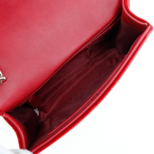 Valentino Shoulder Bag velvet Red Tassel ChainShoulder Divina Women Used Authentic