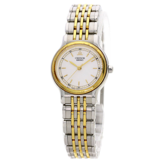 SEIKO Watches Quartz 7371-0090 Stainless Steel , Stainless Steel , K8YG gold CREDOR white dial Women Used Authentic