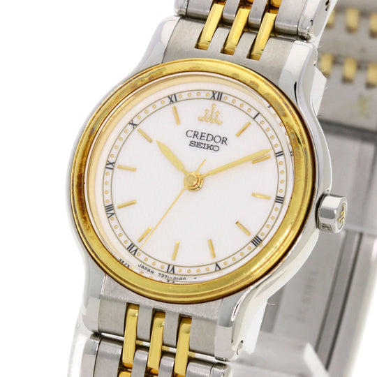 SEIKO Watches Quartz 7371-0090 Stainless Steel , Stainless Steel , K8YG gold CREDOR white dial Women Used Authentic