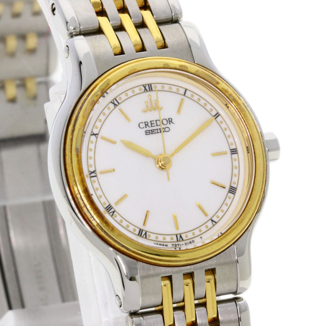 SEIKO Watches Quartz 7371-0090 Stainless Steel , Stainless Steel , K8YG gold CREDOR white dial Women Used Authentic