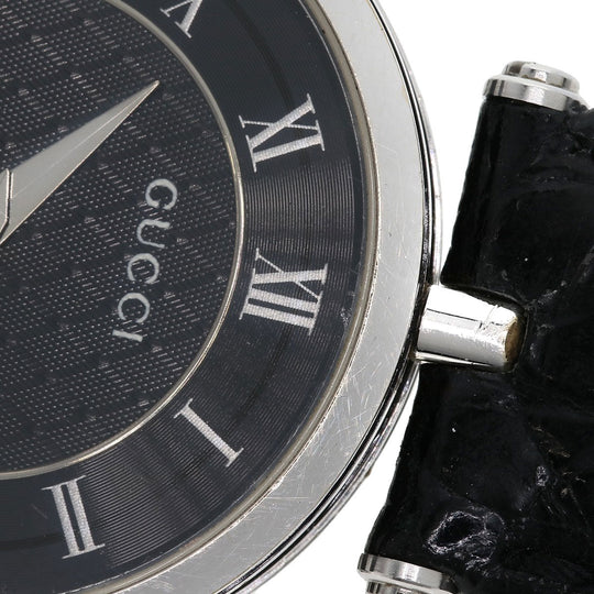 GUCCI Watches Quartz 2040M Stainless Steel, Leather Silver Sherry line gray dial mens Used Authentic