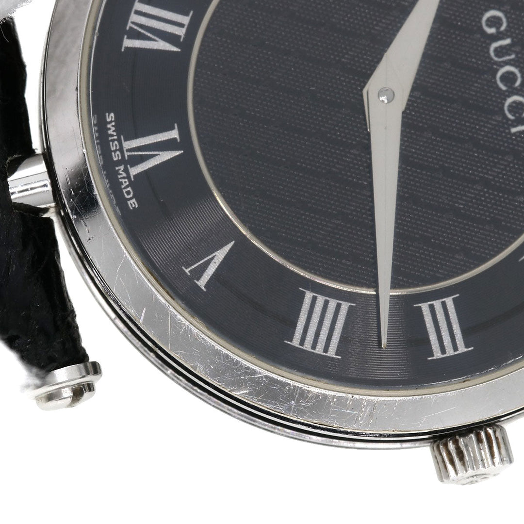 GUCCI Watches Quartz 2040M Stainless Steel, Leather Silver Sherry line gray dial mens Used Authentic