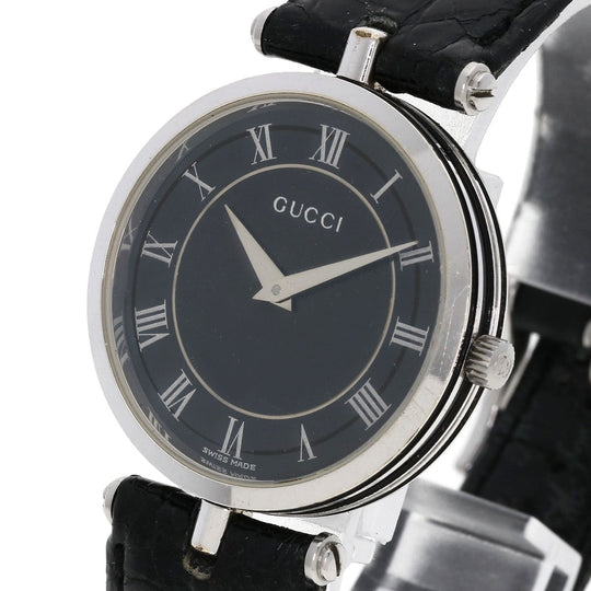 GUCCI Watches Quartz 2040M Stainless Steel, Leather Silver Sherry line gray dial mens Used Authentic