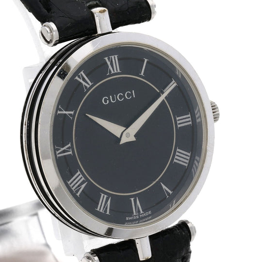 GUCCI Watches Quartz 2040M Stainless Steel, Leather Silver Sherry line gray dial mens Used Authentic