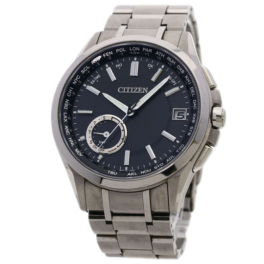 CITIZEN Watches Eco Drive CC3010-51E Titanium, Titanium Silver Atessa black dial mens Used Authentic