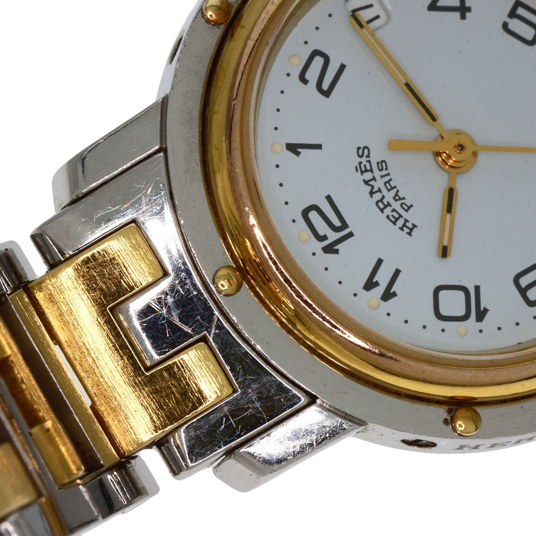 HERMES Watches Quartz CL3.240 Stainless Steel , SSxGP Silver Clipper old type white dial Women Used Authentic