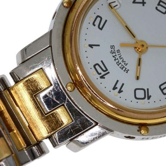 HERMES Watches Quartz CL3.240 Stainless Steel , SSxGP Silver Clipper old type white dial Women Used Authentic