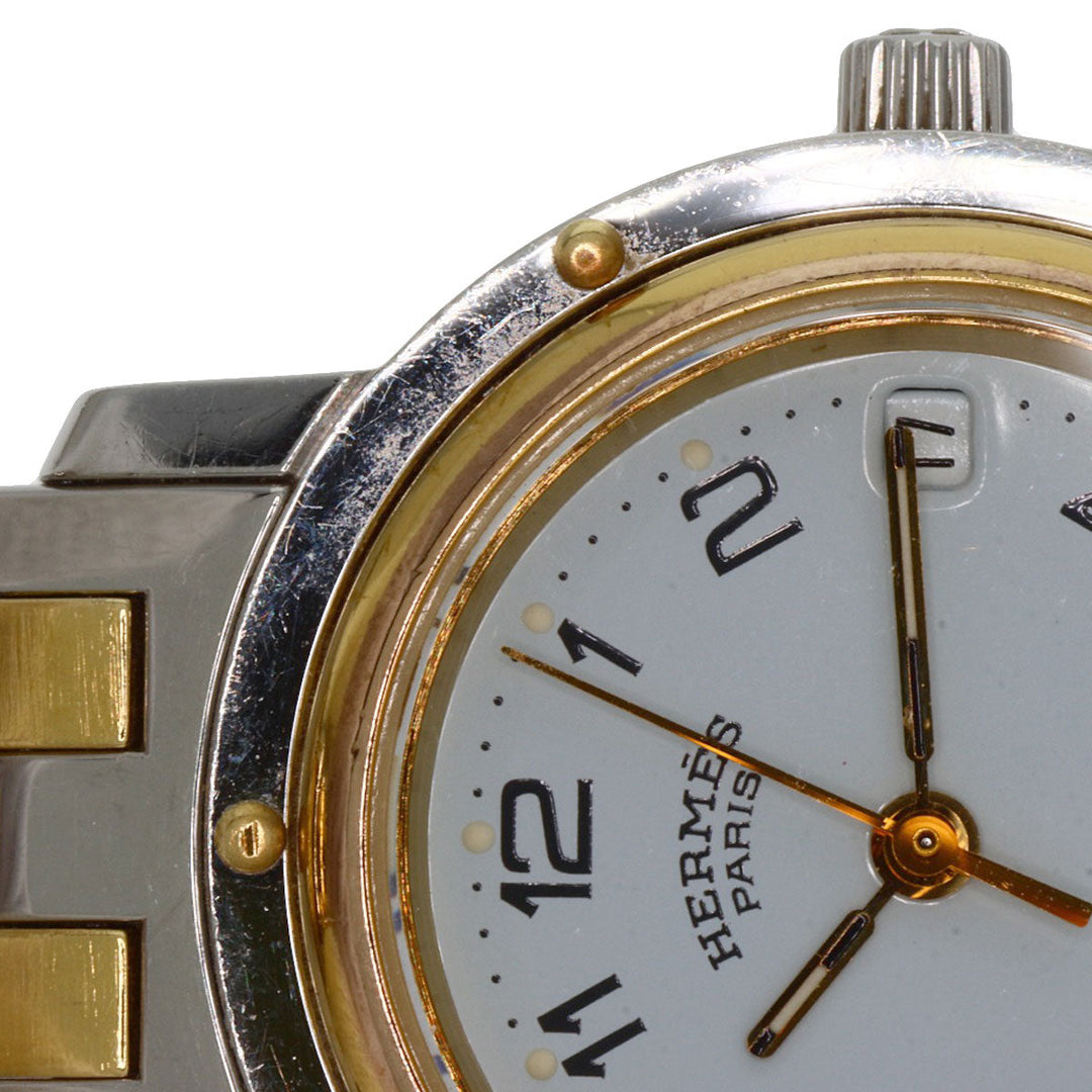 HERMES Watches Quartz CL3.240 Stainless Steel , SSxGP Silver Clipper old type white dial Women Used Authentic