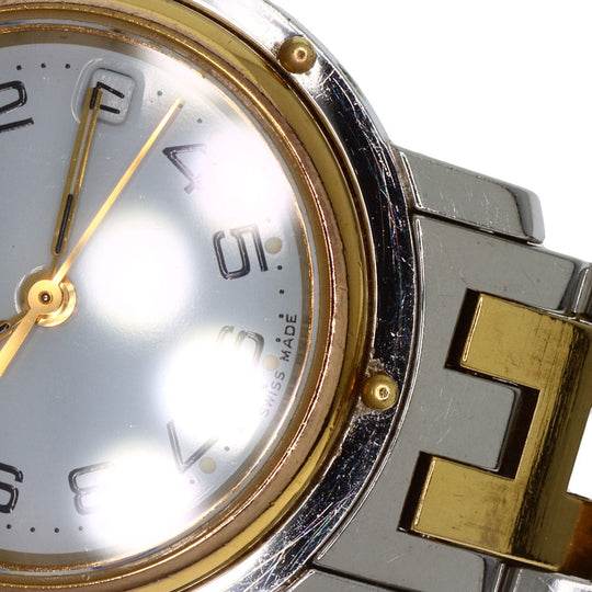 HERMES Watches Quartz CL3.240 Stainless Steel , SSxGP Silver Clipper old type white dial Women Used Authentic