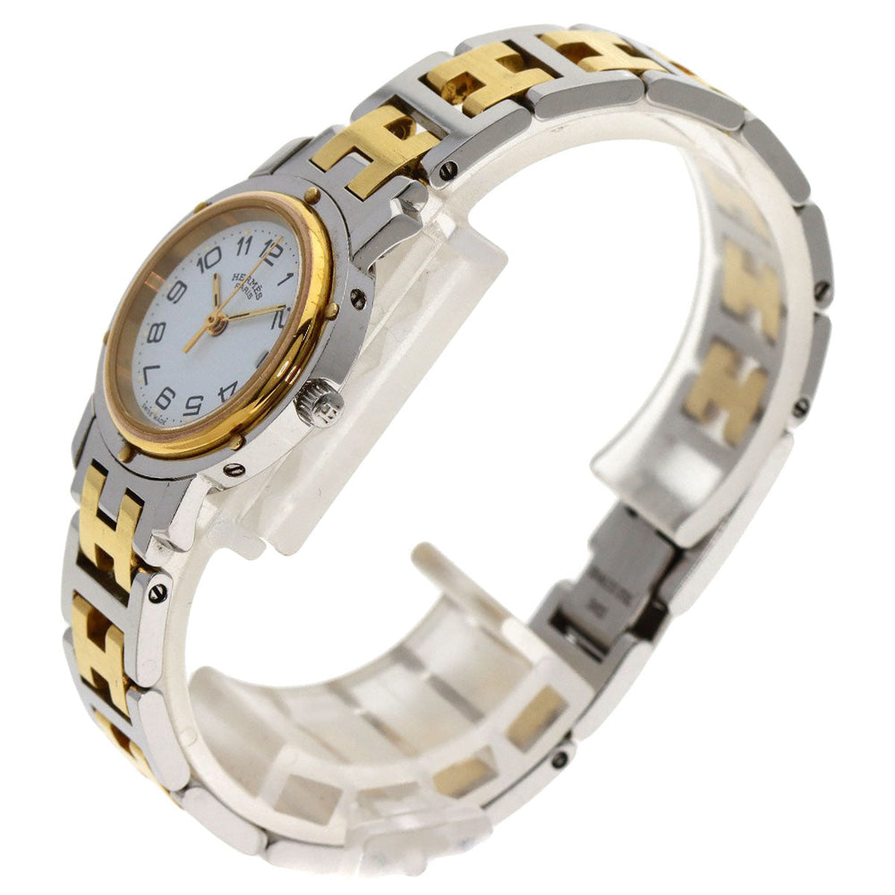HERMES Watches Quartz CL3.240 Stainless Steel , SSxGP Silver Clipper old type white dial Women Used Authentic