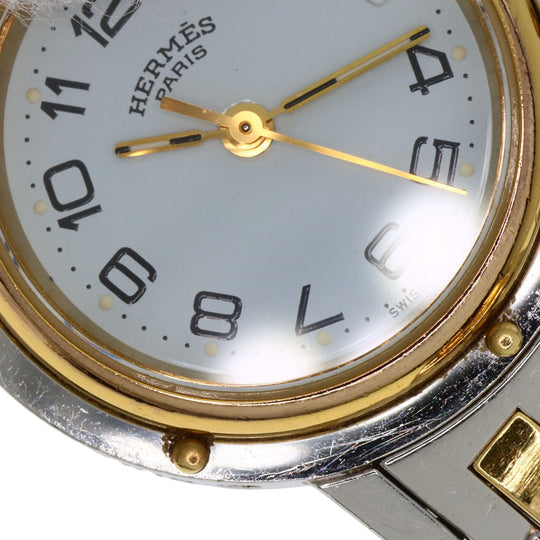 HERMES Watches Quartz CL3.240 Stainless Steel , SSxGP Silver Clipper old type white dial Women Used Authentic
