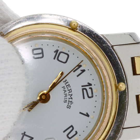 HERMES Watches Quartz CL3.240 Stainless Steel , SSxGP Silver Clipper old type white dial Women Used Authentic