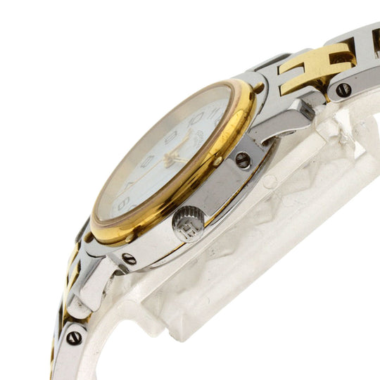 HERMES Watches Quartz CL3.240 Stainless Steel , SSxGP Silver Clipper old type white dial Women Used Authentic