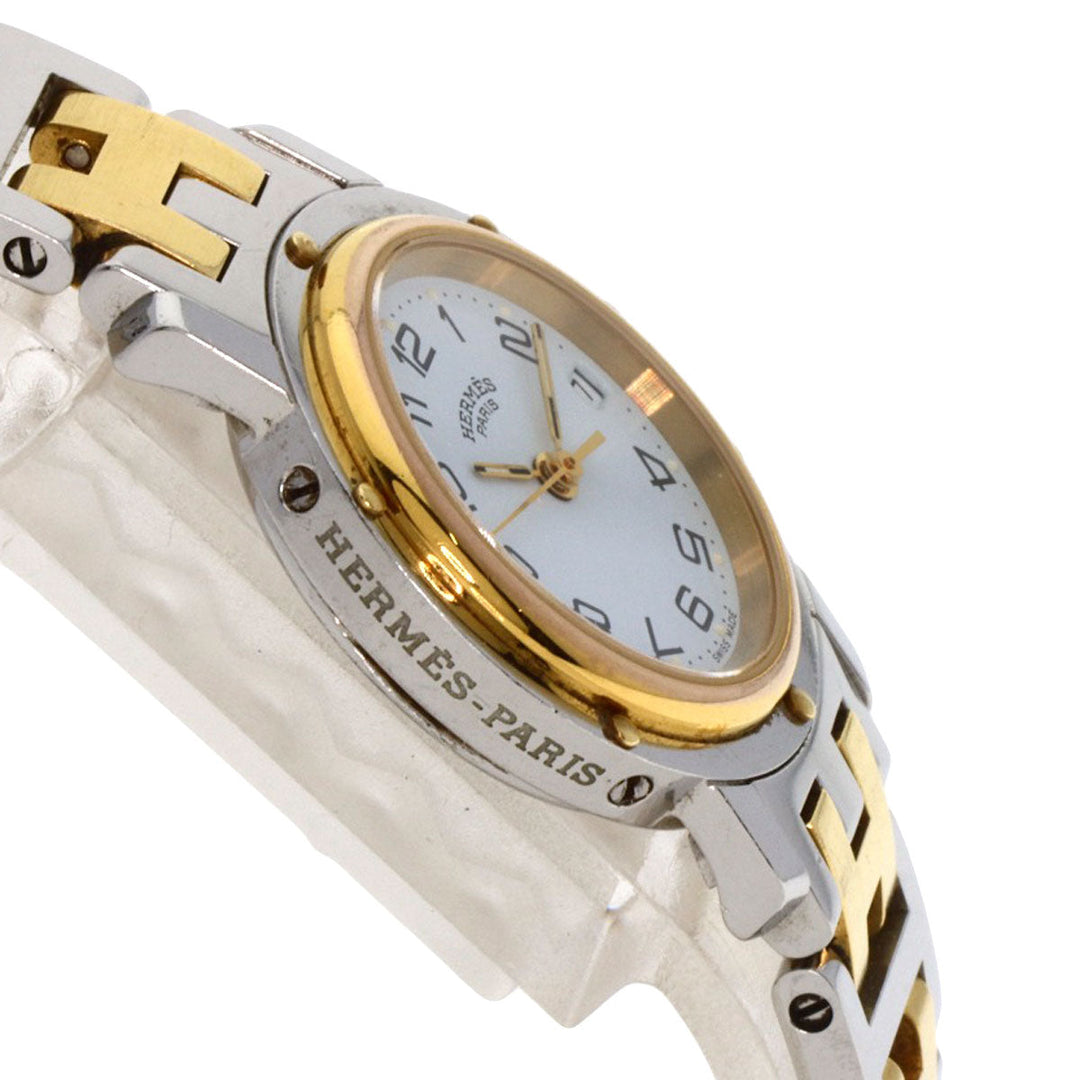 HERMES Watches Quartz CL3.240 Stainless Steel , SSxGP Silver Clipper old type white dial Women Used Authentic