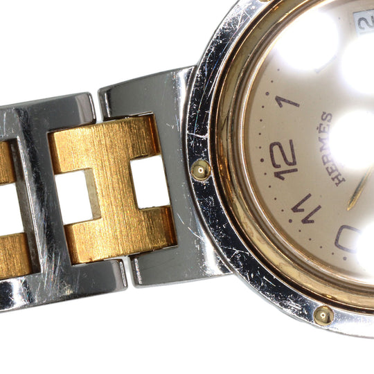 HERMES Watches Quartz Stainless Steel , SSxGP gold Clipper Old Belt Ivory dial Women Used Authentic