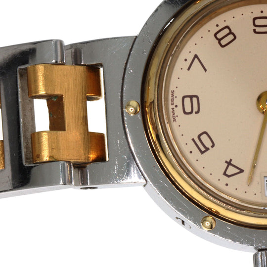 HERMES Watches Quartz Stainless Steel , SSxGP gold Clipper Old Belt Ivory dial Women Used Authentic