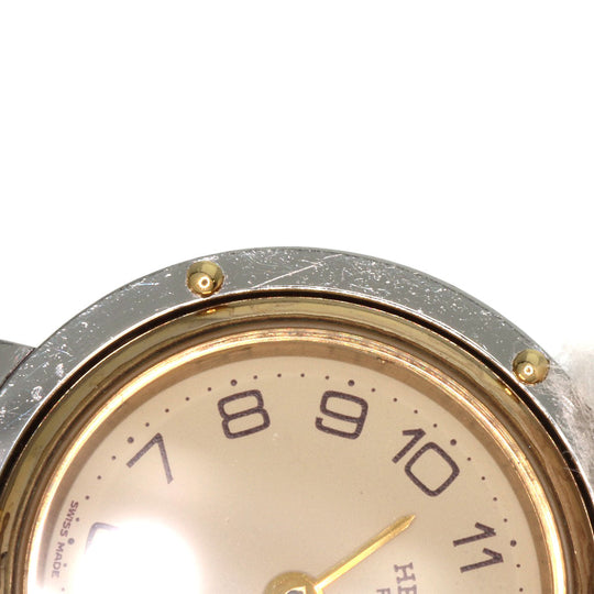 HERMES Watches Quartz Stainless Steel , SSxGP gold Clipper Old Belt Ivory dial Women Used Authentic
