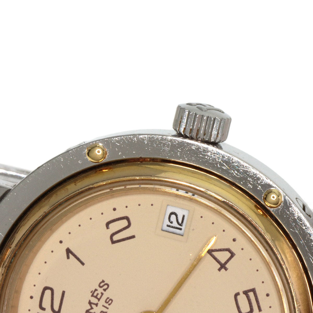 HERMES Watches Quartz Stainless Steel , SSxGP gold Clipper Old Belt Ivory dial Women Used Authentic