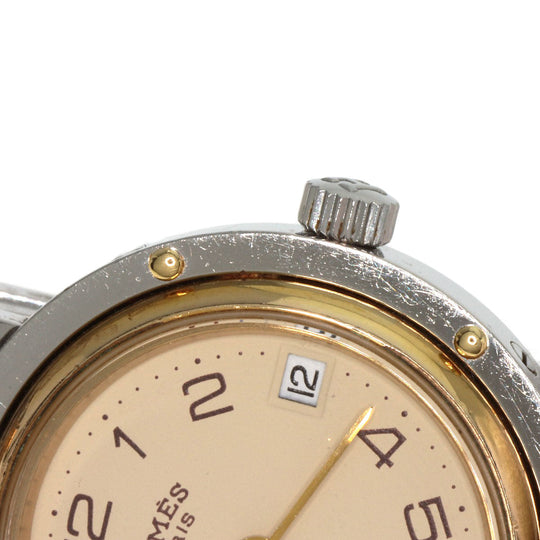 HERMES Watches Quartz Stainless Steel , SSxGP gold Clipper Old Belt Ivory dial Women Used Authentic