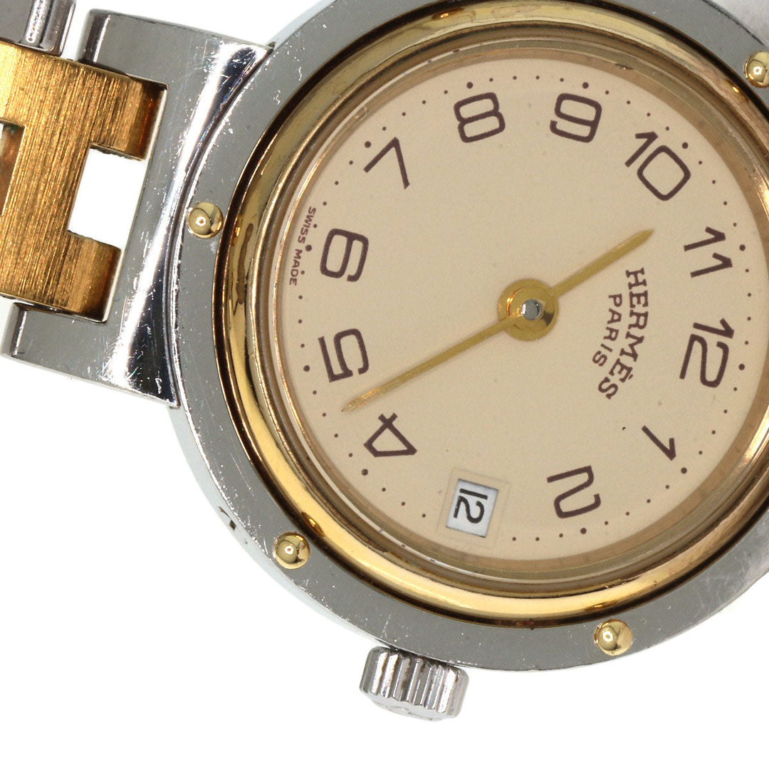 HERMES Watches Quartz Stainless Steel , SSxGP gold Clipper Old Belt Ivory dial Women Used Authentic