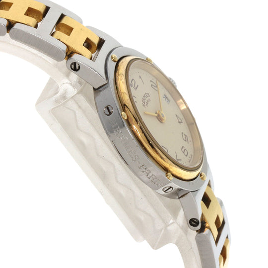 HERMES Watches Quartz Stainless Steel , SSxGP gold Clipper Old Belt Ivory dial Women Used Authentic