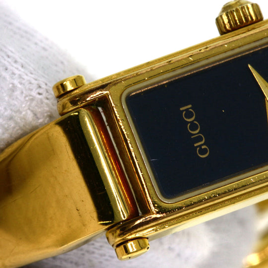 GUCCI Watches Quartz 1500L Gold Plated , Gold Plated gold Square face black dial Women Used Authentic