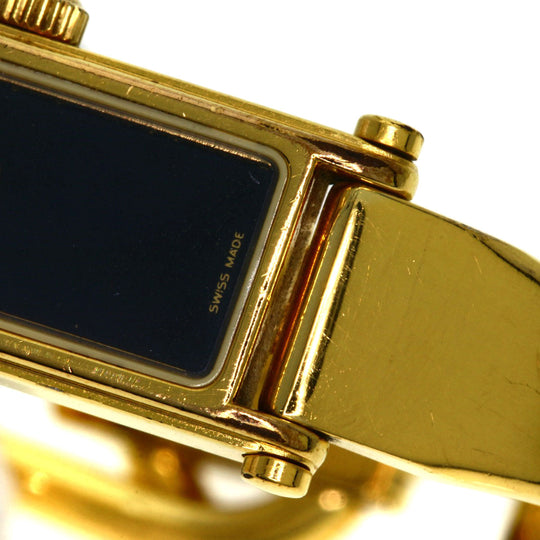 GUCCI Watches Quartz 1500L Gold Plated , Gold Plated gold Square face black dial Women Used Authentic