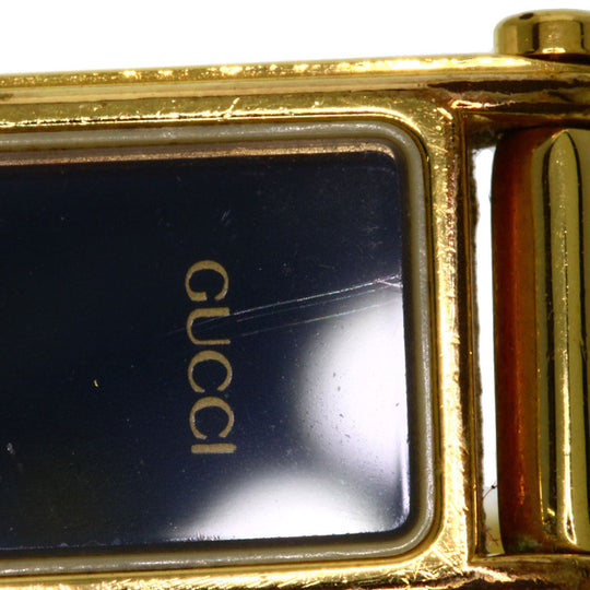 GUCCI Watches Quartz 1500L Gold Plated , Gold Plated gold Square face black dial Women Used Authentic