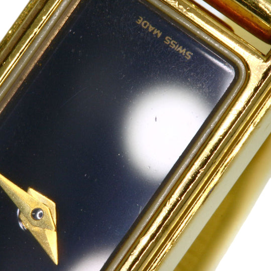 GUCCI Watches Quartz 1500L Gold Plated , Gold Plated gold Square face black dial Women Used Authentic