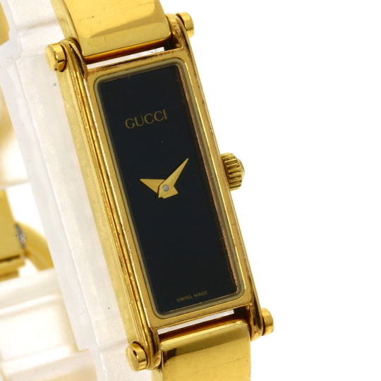 GUCCI Watches Quartz 1500L Gold Plated , Gold Plated gold Square face black dial Women Used Authentic