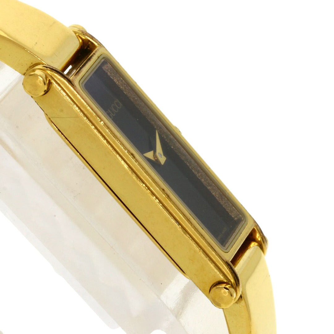 GUCCI Watches Quartz 1500L Gold Plated , Gold Plated gold Square face black dial Women Used Authentic