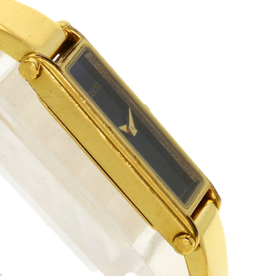 GUCCI Watches Quartz 1500L Gold Plated , Gold Plated gold Square face black dial Women Used Authentic