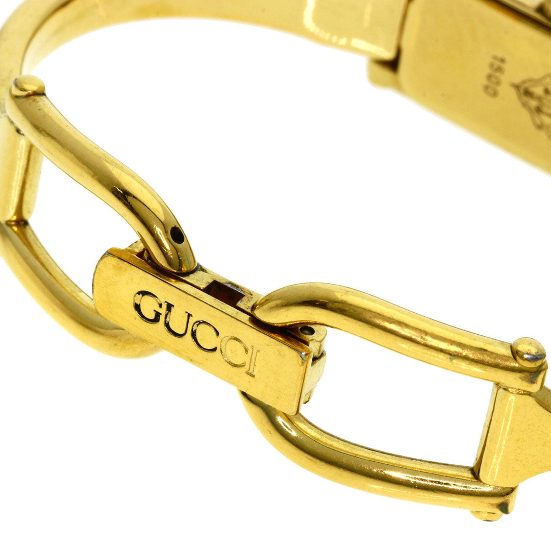 GUCCI Watches Quartz 1500L Gold Plated , Gold Plated gold Square face black dial Women Used Authentic