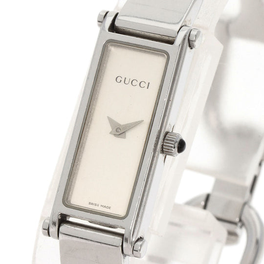 GUCCI Watches Quartz 1500L Stainless Steel , Stainless Steel Silver Square face Silver dial Women Used Authentic