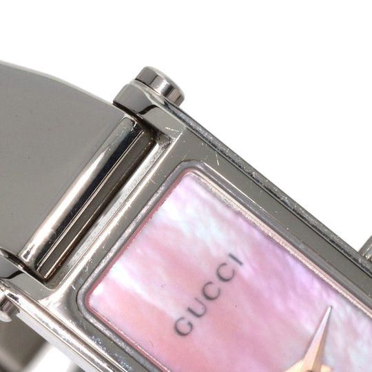 GUCCI Watches Quartz 1500L Stainless Steel , Stainless Steel Silver Square face Pink shell dial Women Used Authentic