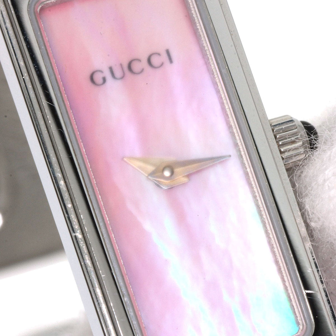 GUCCI Watches Quartz 1500L Stainless Steel , Stainless Steel Silver Square face Pink shell dial Women Used Authentic