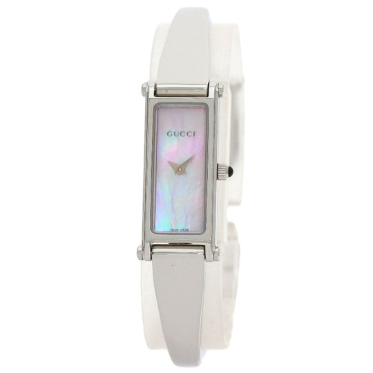GUCCI Watches Quartz 1500L Stainless Steel , Stainless Steel Silver Square face Pink shell dial Women Used Authentic