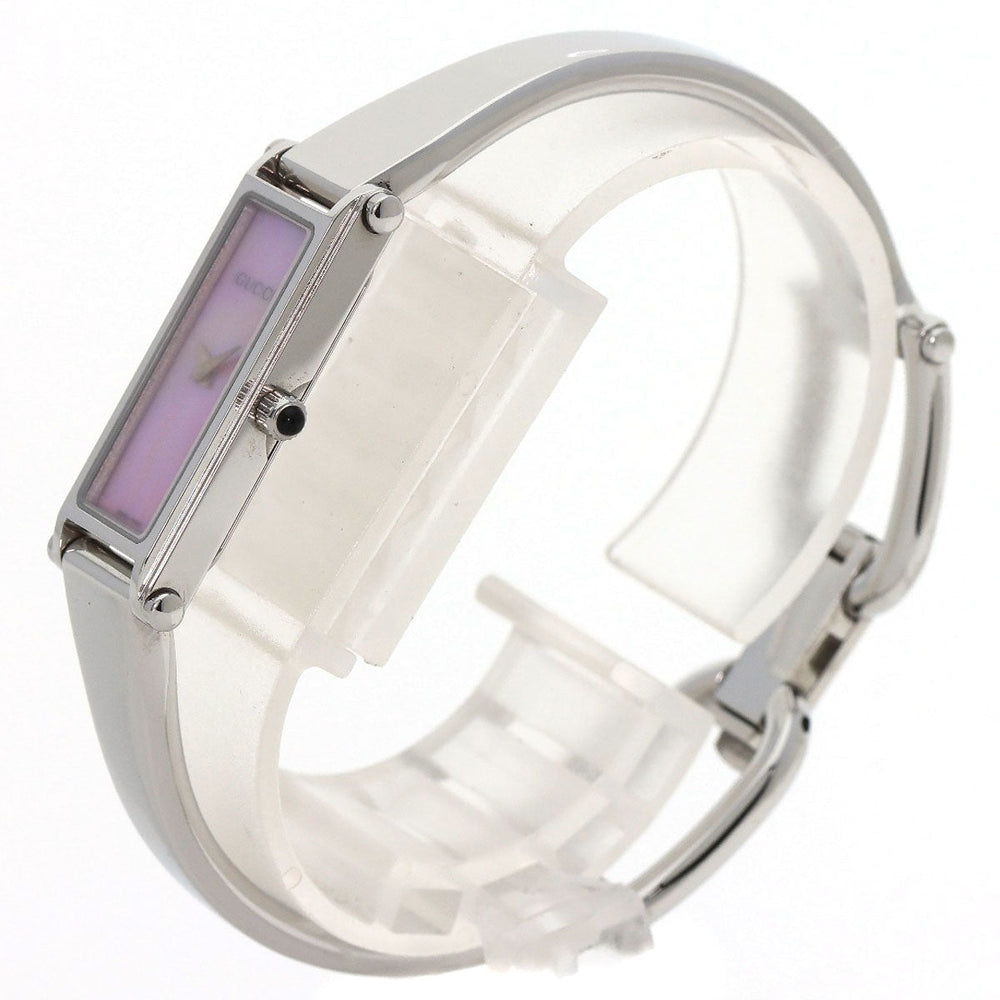 GUCCI Watches Quartz 1500L Stainless Steel , Stainless Steel Silver Square face Pink shell dial Women Used Authentic