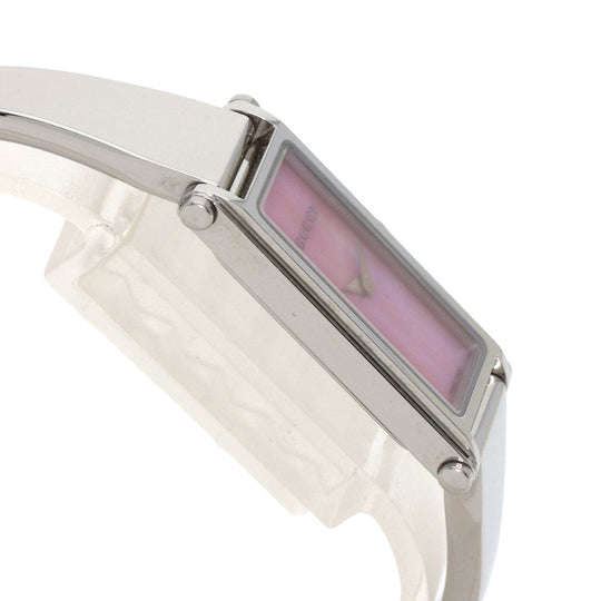 GUCCI Watches Quartz 1500L Stainless Steel , Stainless Steel Silver Square face Pink shell dial Women Used Authentic