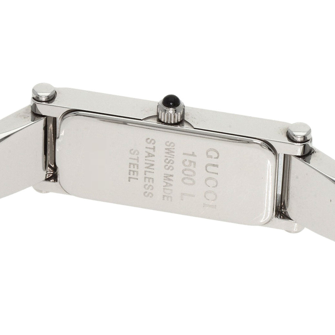 GUCCI Watches Quartz 1500L Stainless Steel , Stainless Steel Silver Square face Pink shell dial Women Used Authentic