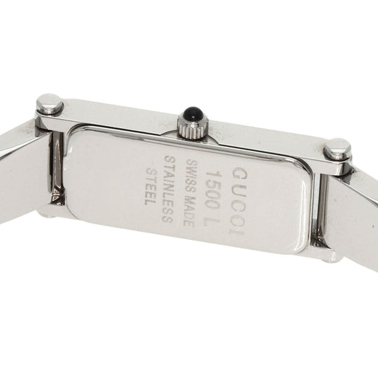 GUCCI Watches Quartz 1500L Stainless Steel , Stainless Steel Silver Square face Pink shell dial Women Used Authentic