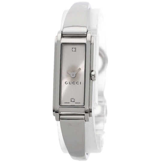 GUCCI Watches Quartz 109 Stainless Steel , Stainless Steel Silver Square Face 2P Diamond Silver dial Women Used Authentic
