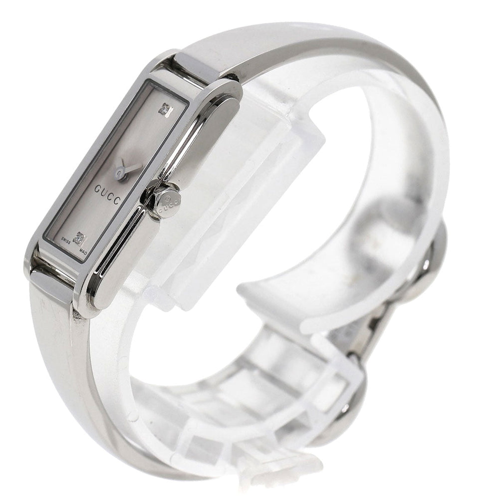 GUCCI Watches Quartz 109 Stainless Steel , Stainless Steel Silver Square Face 2P Diamond Silver dial Women Used Authentic