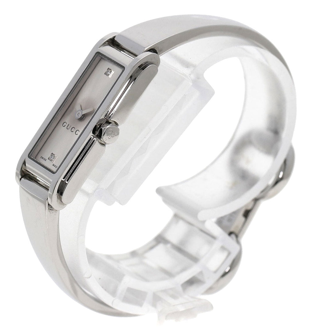 GUCCI Watches Quartz 109 Stainless Steel , Stainless Steel Silver Square Face 2P Diamond Silver dial Women Used Authentic