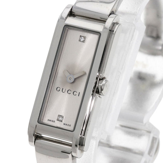 GUCCI Watches Quartz 109 Stainless Steel , Stainless Steel Silver Square Face 2P Diamond Silver dial Women Used Authentic