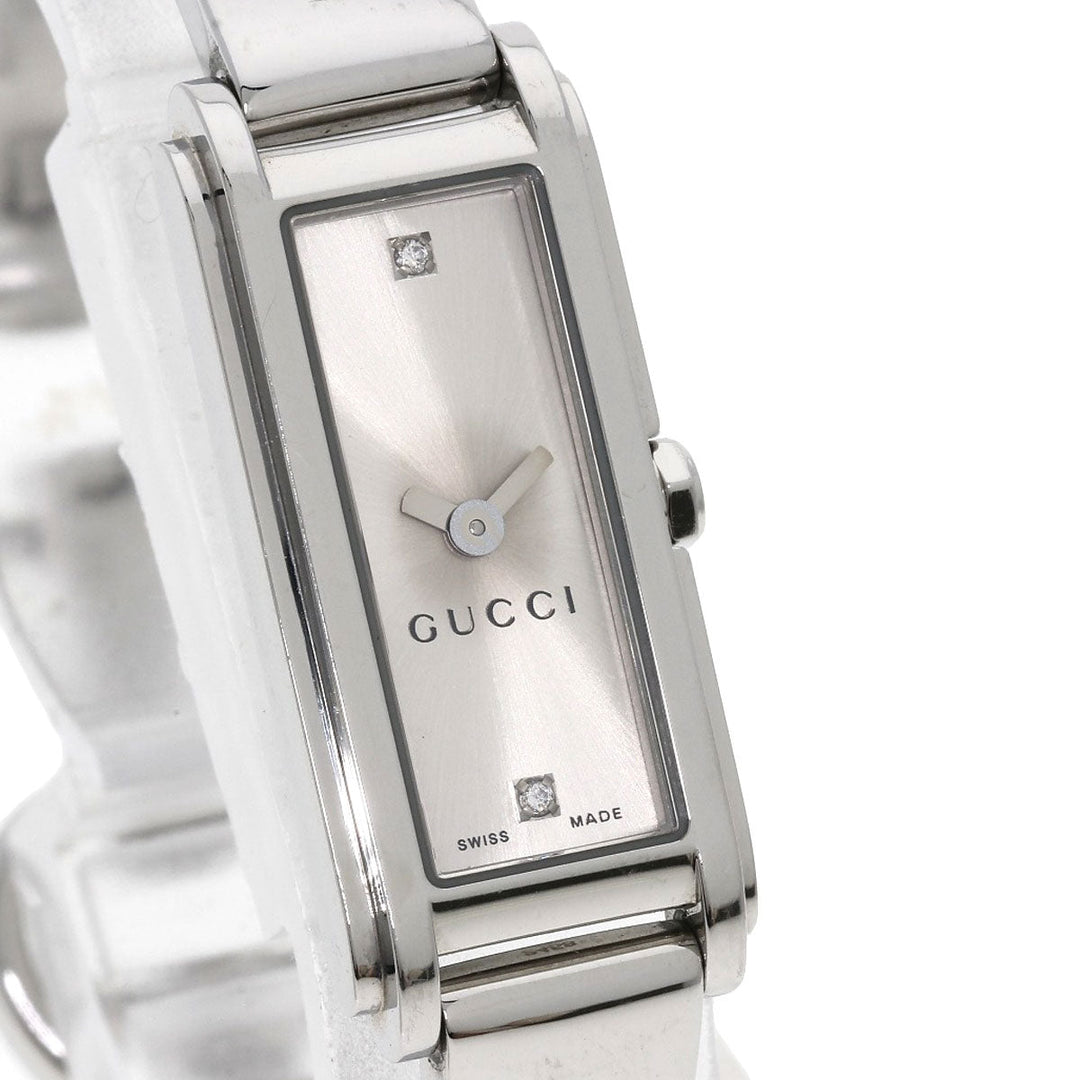 GUCCI Watches Quartz 109 Stainless Steel , Stainless Steel Silver Square Face 2P Diamond Silver dial Women Used Authentic